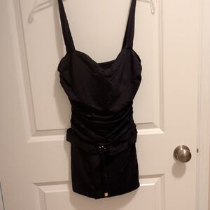 Bleu Rod Beattie Black Ruched Sweetheart Mini Dress